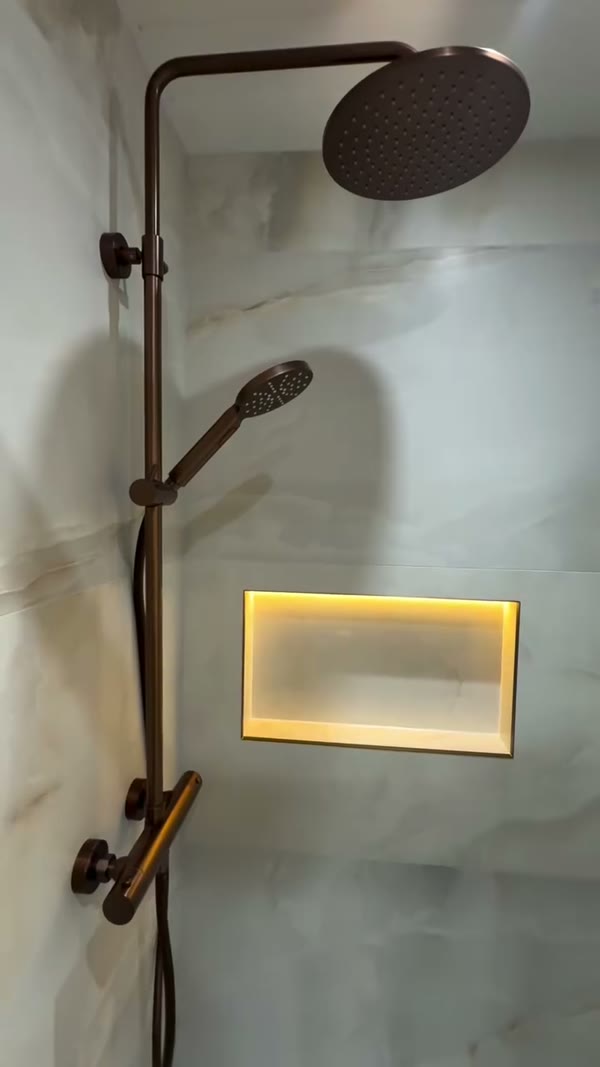 Black marble rainfall shower